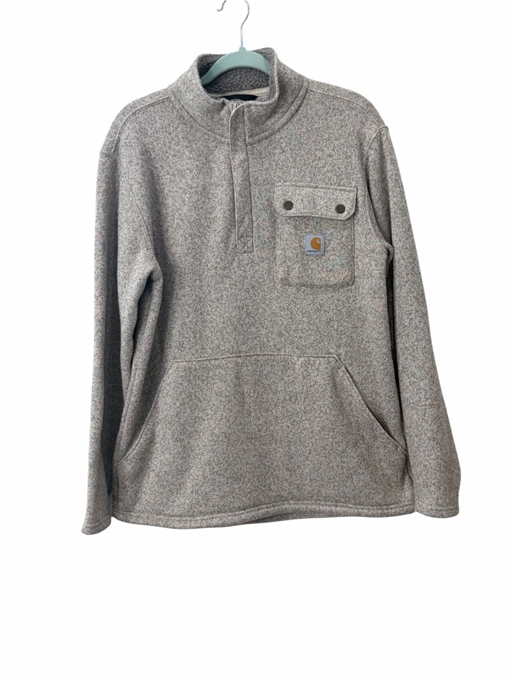 Carhartt Relaxed Fit Sherpa Fleece Pullover Quarter Snap Pocket Sweatshirt M